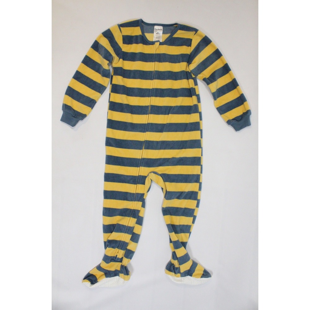 Gerber Just Born Toddler Boys 5T Fleece Footed Pajamas Blue Yellow Sleeper